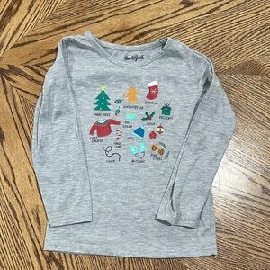Cat & Jack Gray Festive Long Sleeve Tee